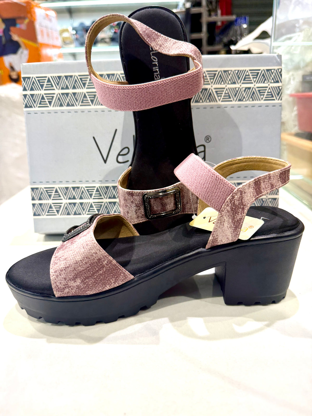 VELORINA BELT HEEL PEACH 696