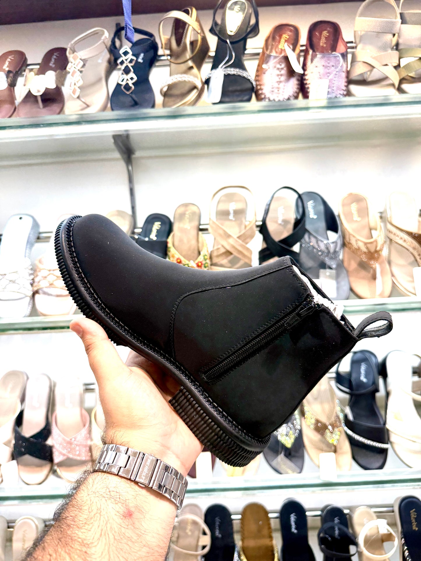 BOOTS BLACK ZARA LEATHER SWED ZIP