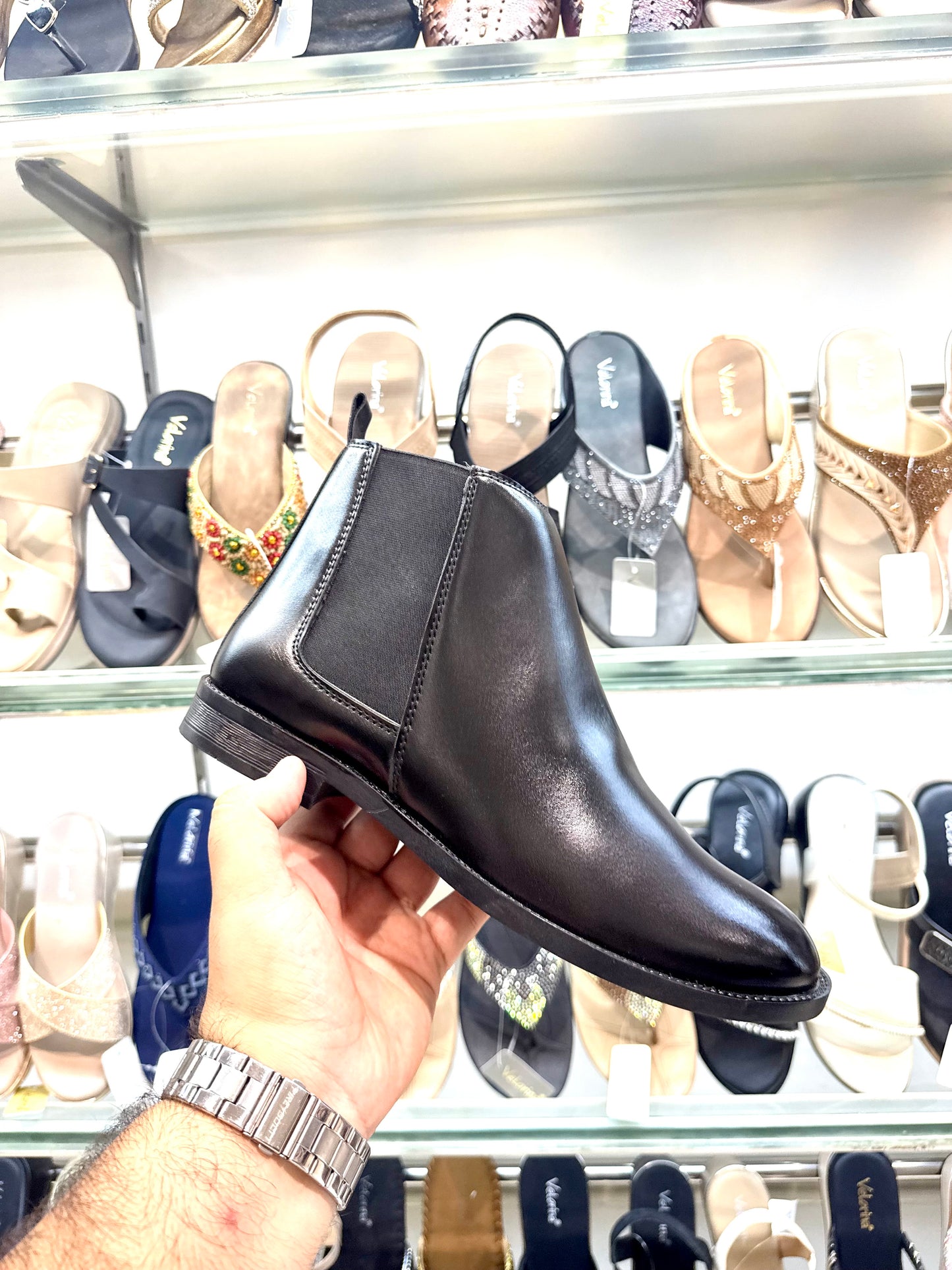 BOOTS BLACK LEATHER SHINE ZIP