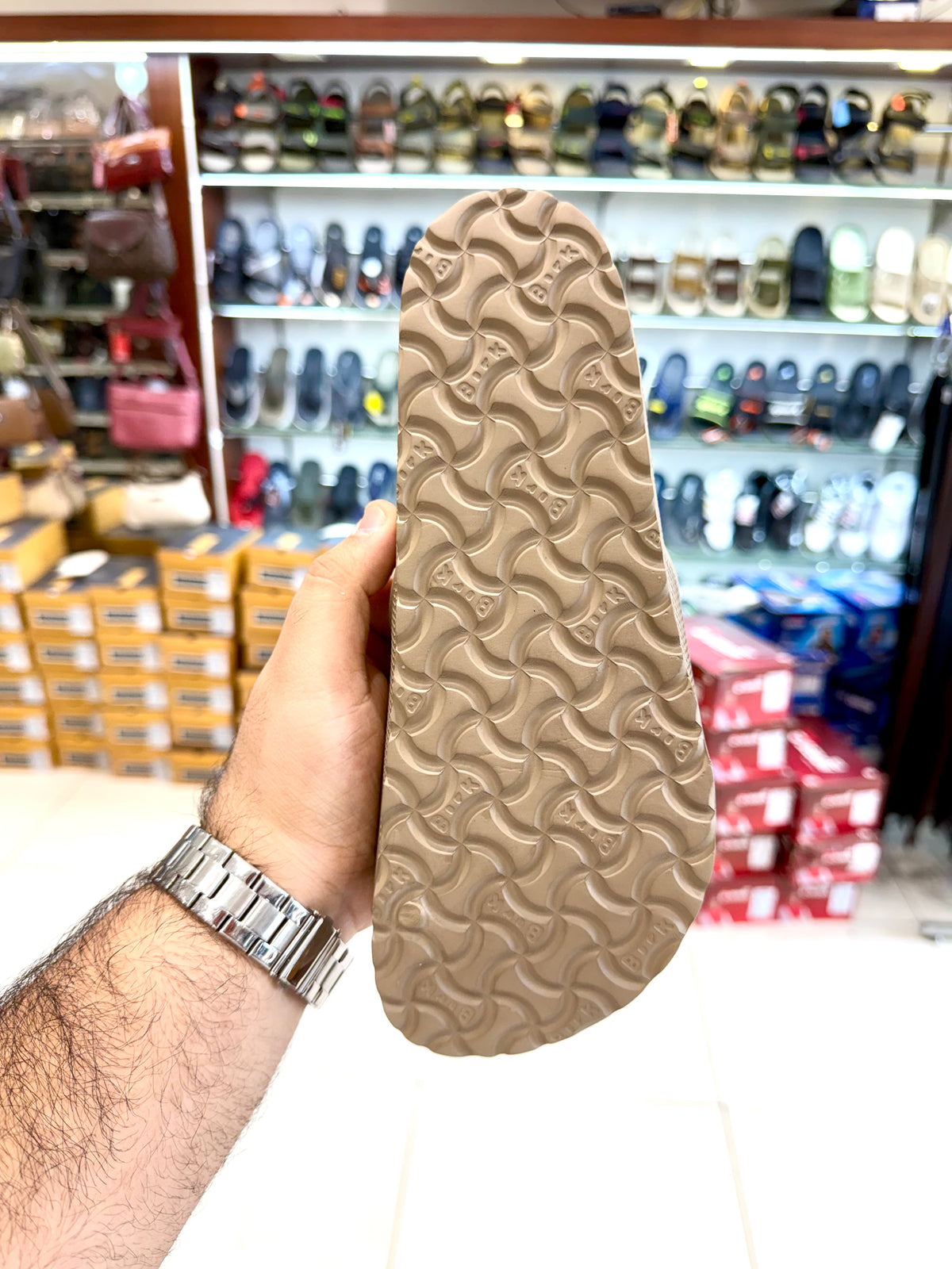 BRIKENSTOCK SLIDES LIGHT BROWN