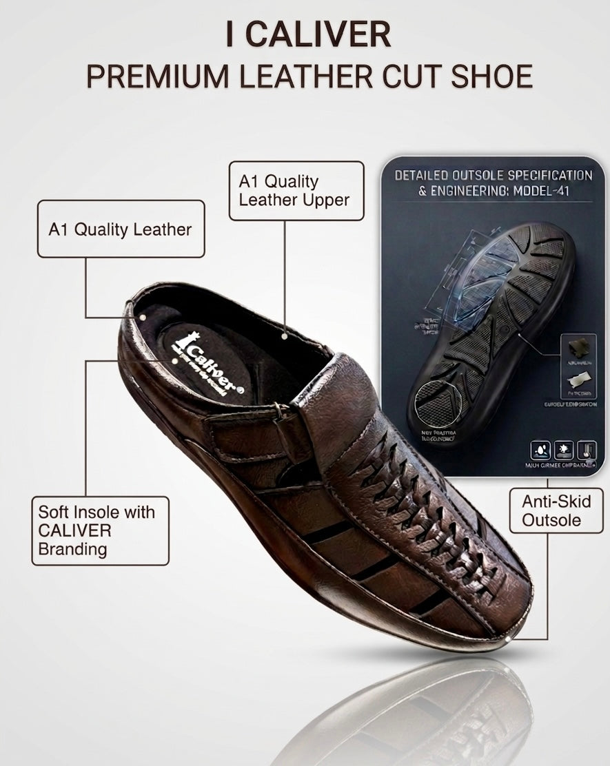 I CALIVER BRANDED CUT SHOE BROWN