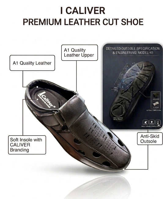 I CALIVER BRANDED CUT SHOE BLACK