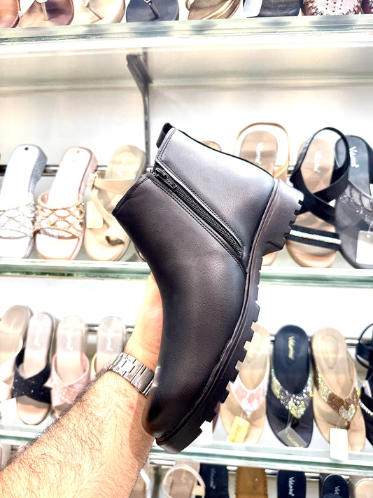 BOOTS BLACK  LEATHER ZIP DESIGN SOUL
