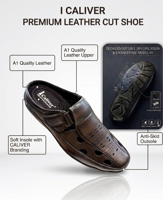 I CALIVER BRANDED CUT SHOE BROWN