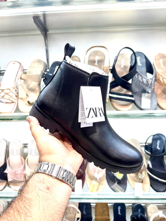 BOOTS BLACK ZARA LEATHER ELASTIC